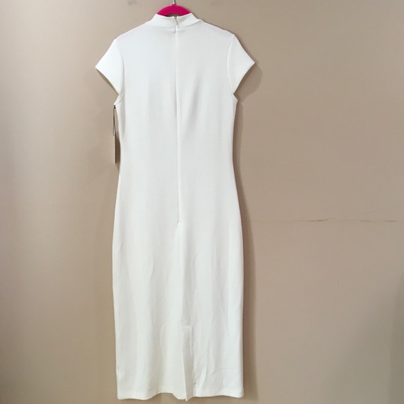 Three Dots Joelle Midi Dress White Women M Sugar Swizzle Stretch New TD008522 - Picture 3 of 10